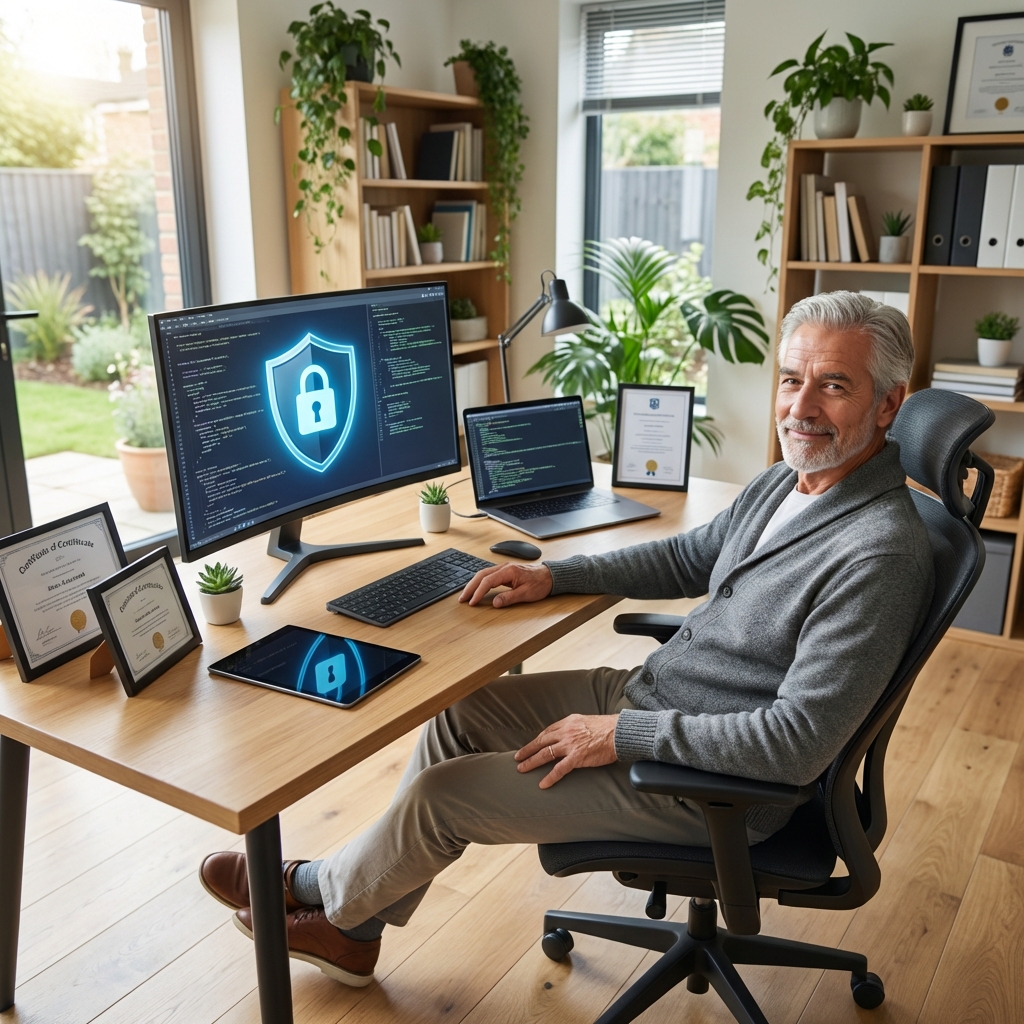 Senior receiving cybersecurity support