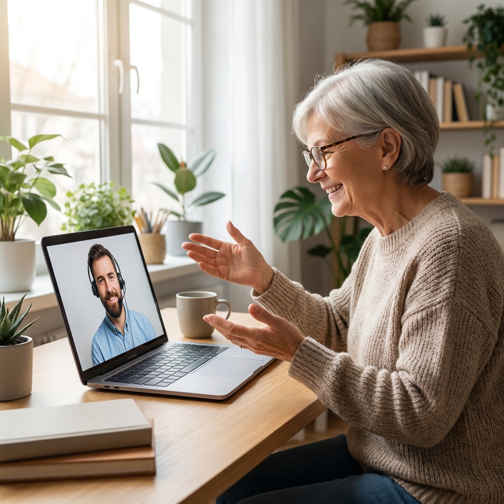 Senior receiving remote support